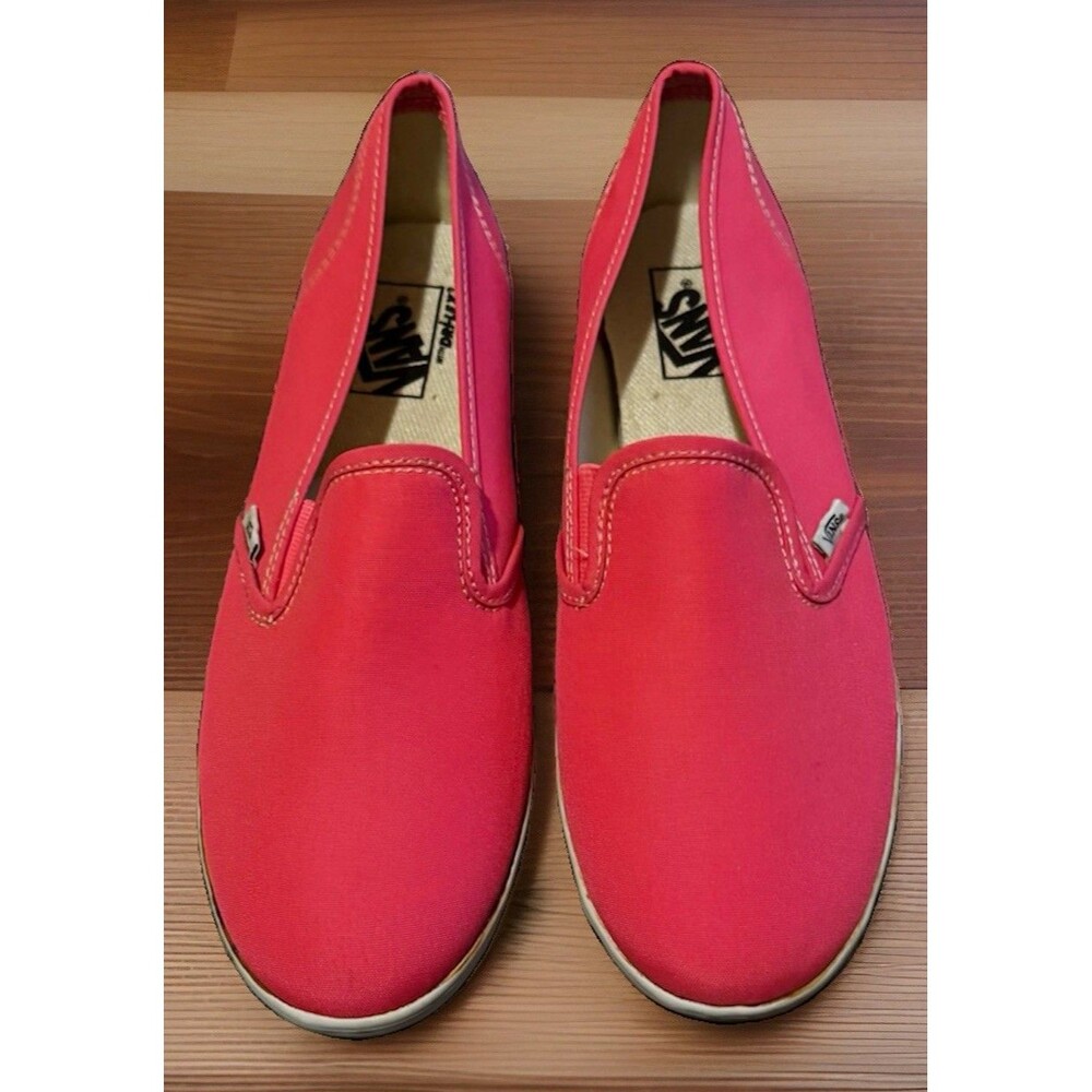 Vans Classic Slip On Lo Pro Hot Pink Shoes Mens 9 Womens 10.5 Slim Sole EUC